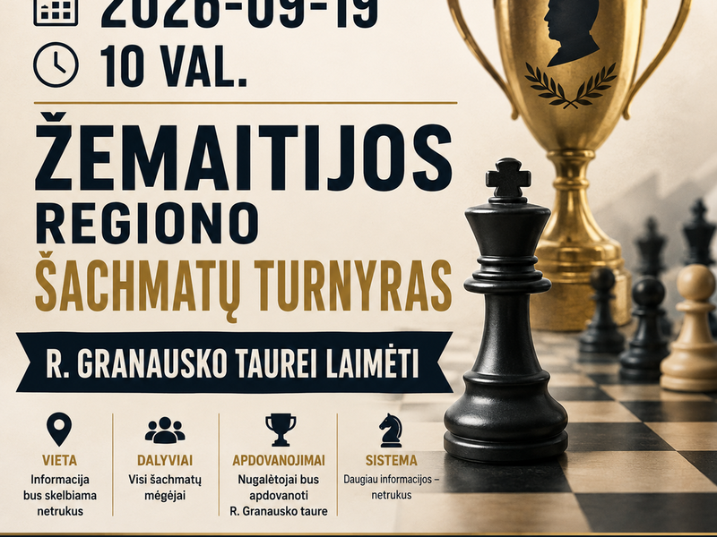 Žemaitijos regiono šachmatų turnyras R. Granausko taurei laimėti